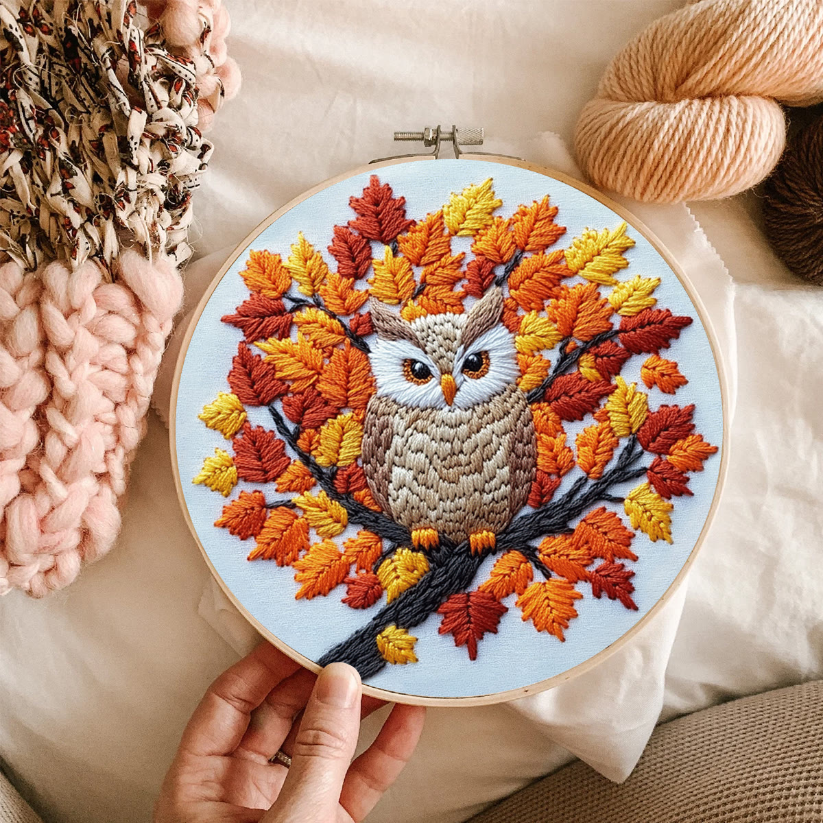 Rubbyoo Embroidery Kit-  Maple Leaf  Owl  Diy Craft Kits| Autumn Craft - image 9