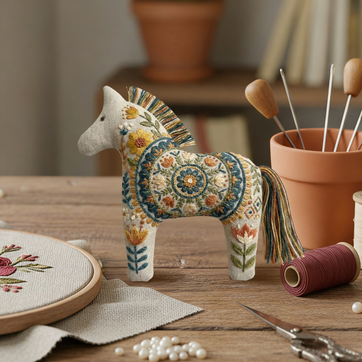 Rubbyoo Dala Horse Embroidery Kit - Mandala Floral | Handmade Boho Gift | Statement Purse Accessory - image 7