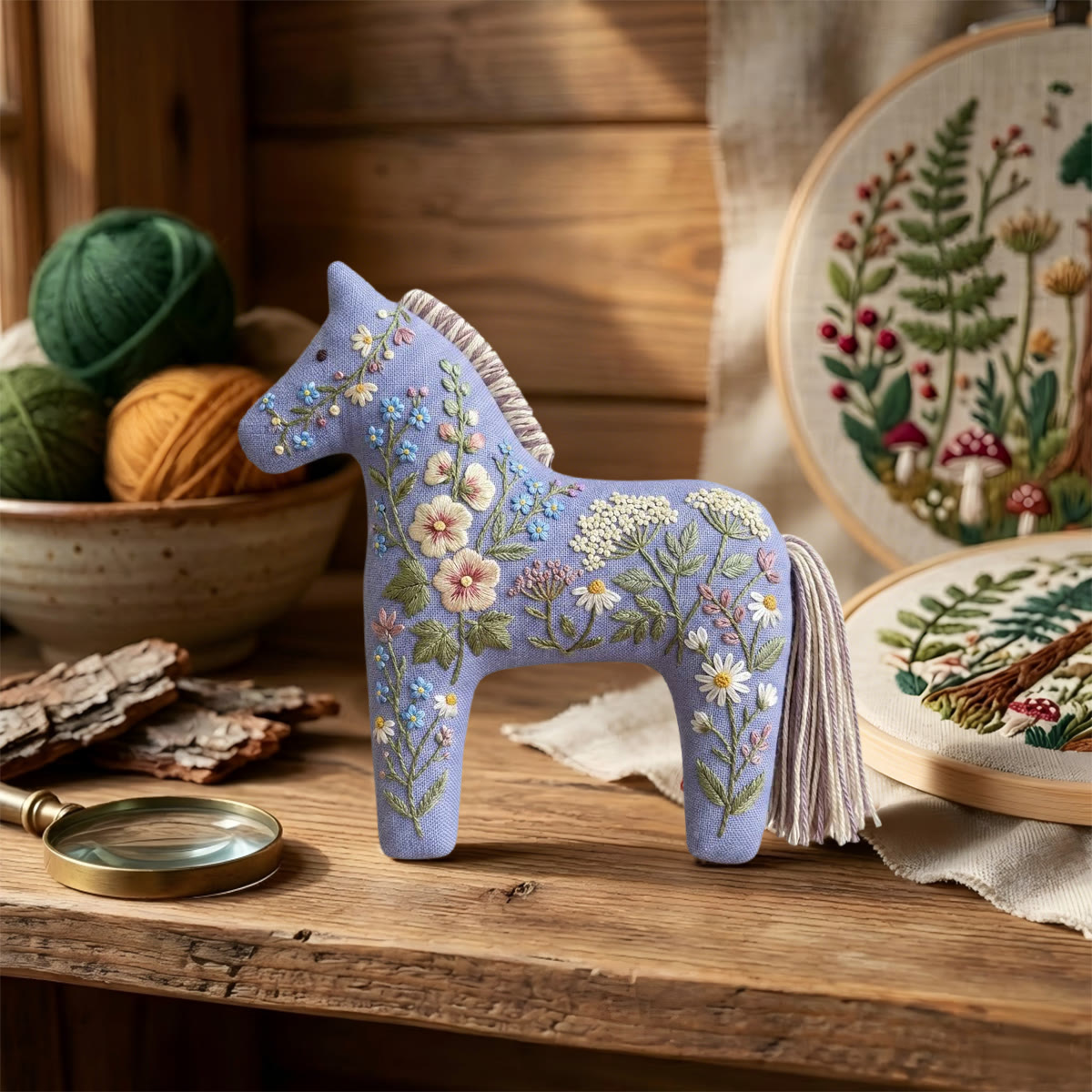 Rubbyoo Dala Horse Embroidery Kit - Daisy And Wildflower | Shabby Chic Gift For Her | Nursery Hanging Decor - image 6