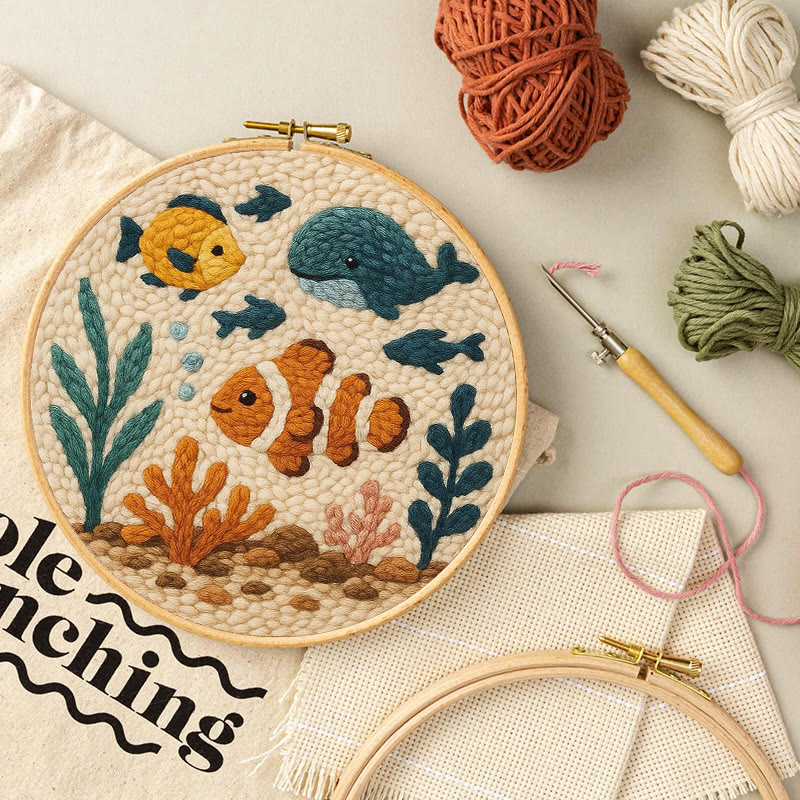 Clownfish Punch Needle Kit - Lovely Animal Craft | Diy Wall Hanging Art - image 5