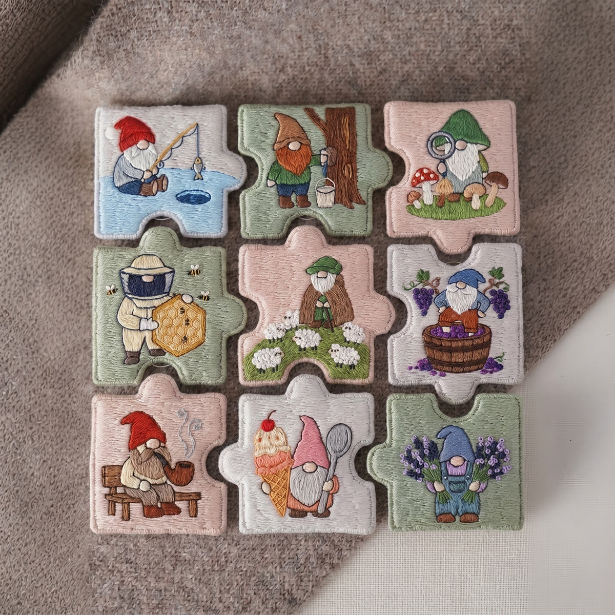 Rubbyoo Diy Magnet & Brooch Embroidery Puzzle Kit - Garden Gnome Theme | Cute Personalized Keepsake - image 3
