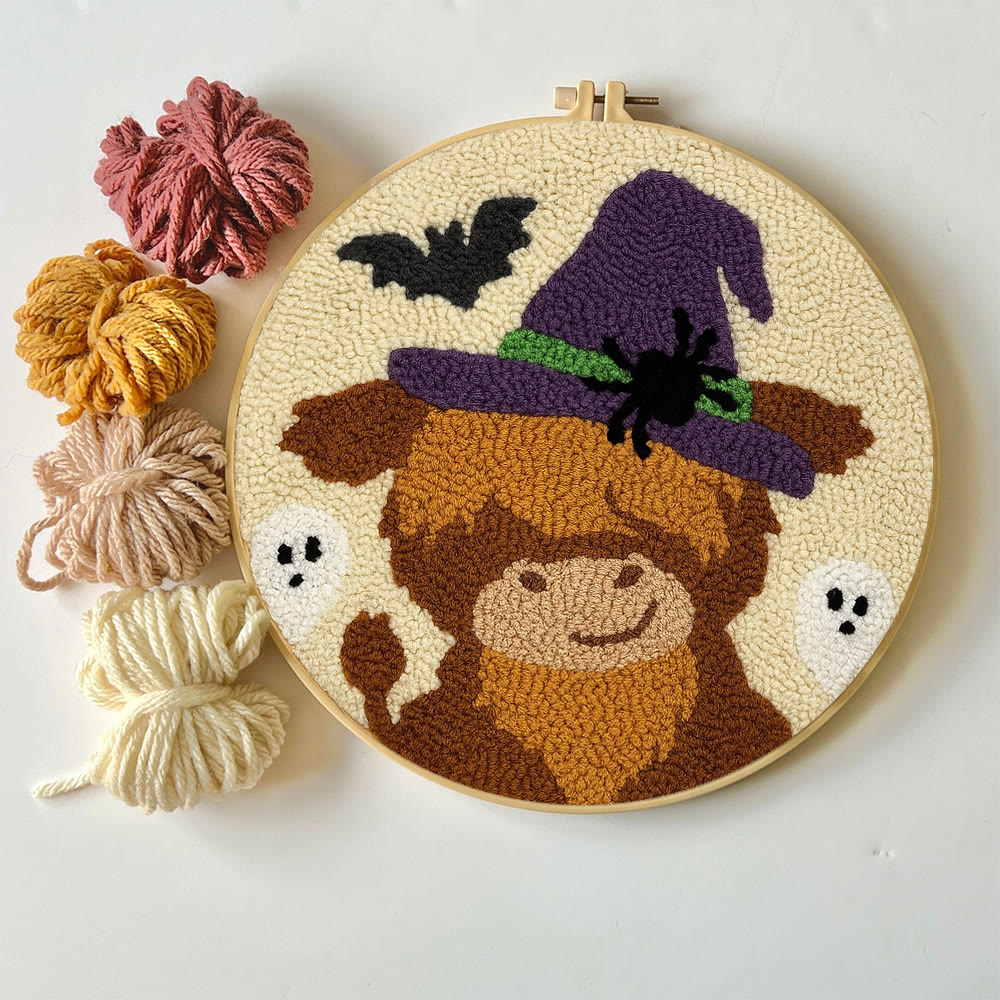 Wizard Cow Punch Needle Kit - Spooky Handmade Decoration | Personalized Animal Craft - image 7