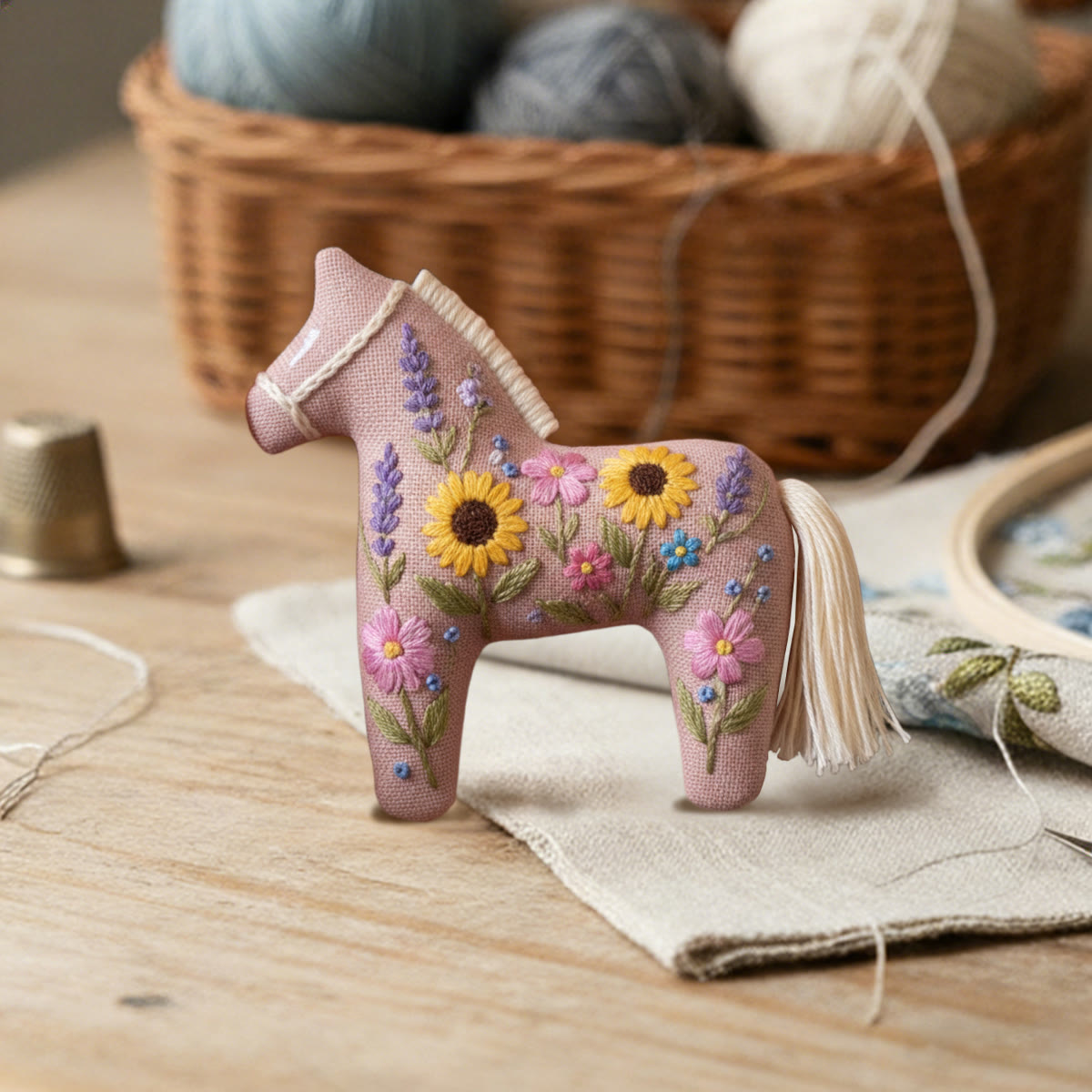 Rubbyoo Dala Horse Embroidery Kit - Blooming Sunflower | Diy Animal Handicraft | Nice Hanging Decor - image 6