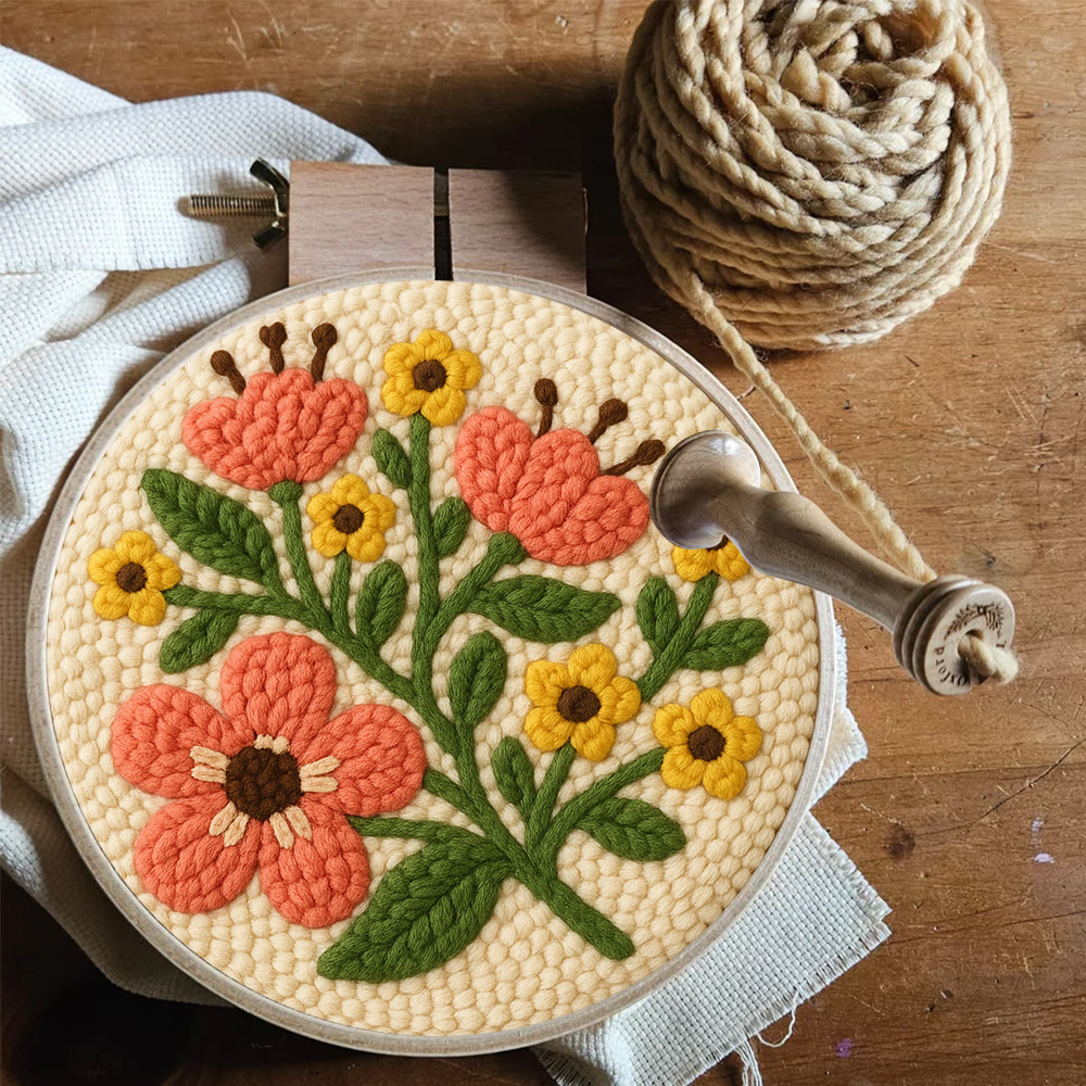 Peach-toned Floral Cluster Punch Needle Kit – Soothing Decor Addition | Unfussy Handcraft Work - image 9