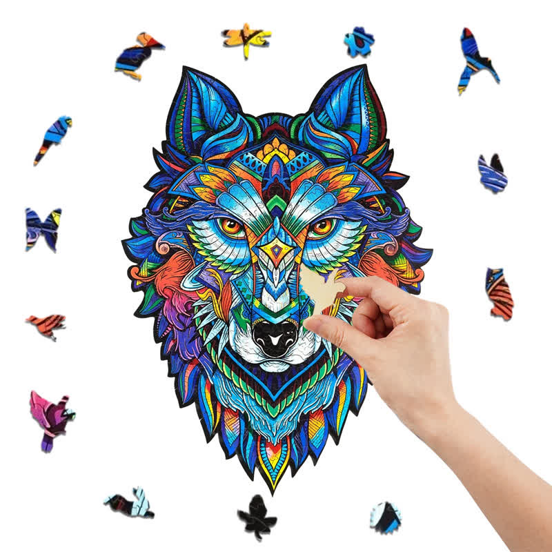 Rubbyoo Blue Wolf - Wooden Jigsaw Puzzle
