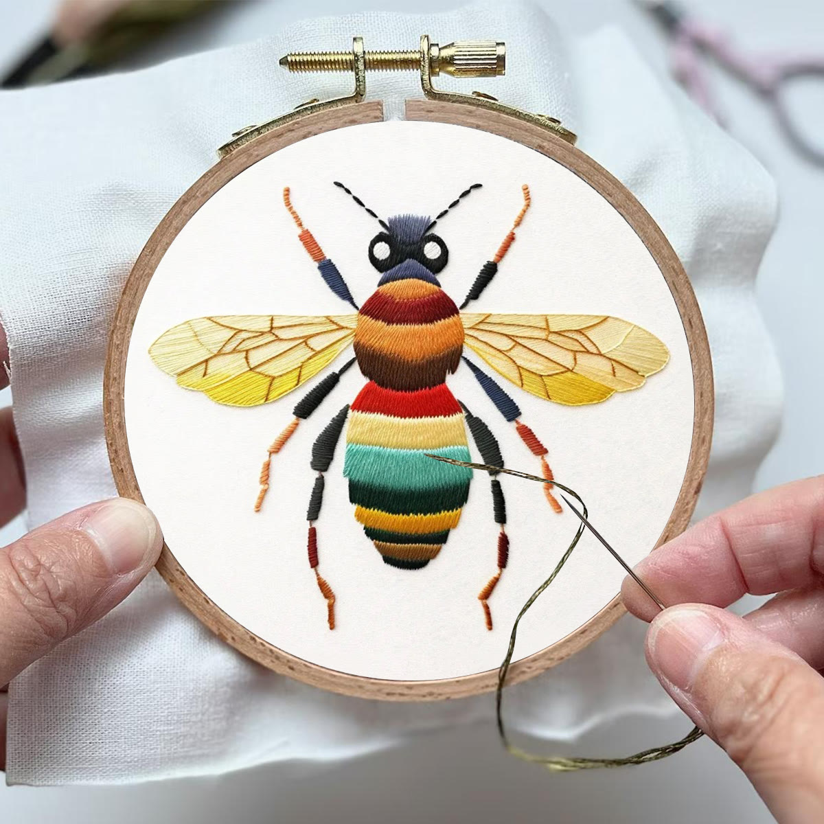 Rubbyoo Embroidery Kit- Colorful Bee | Diy Craft Kits  For Beginners - image 3