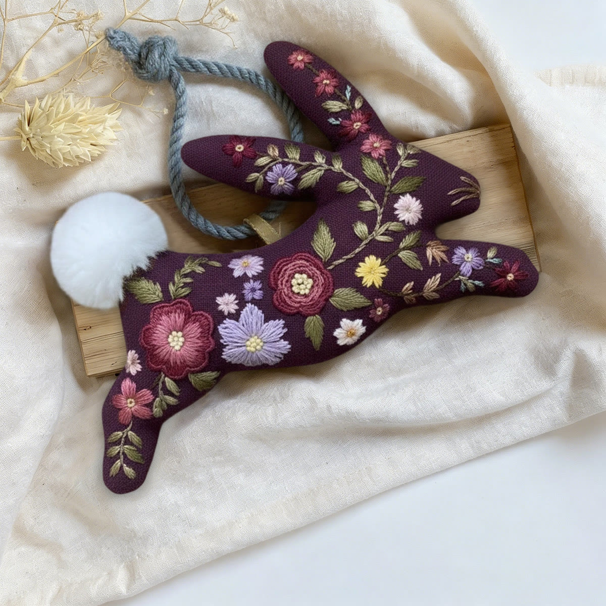 Rubbyoo Rabbit Embroidery Kit - Floral Bunny  | Gift For Her | Diy Holiday Decoration - image 2