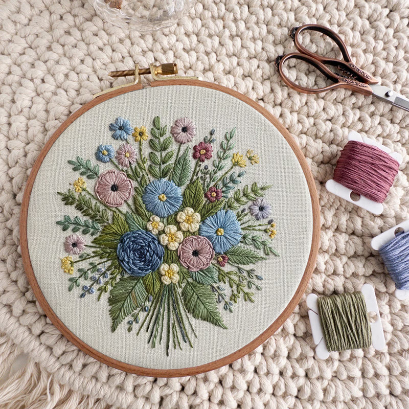 Rubbyoo Embroidery Kit - Wildflower Bouquet | Blooming Handmade Art | Spring Stitch Pattern - image 10