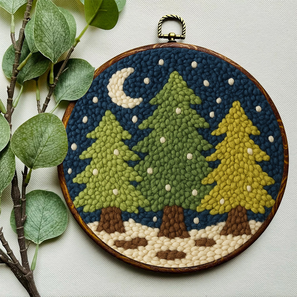 Nightfall Trees Punch Needle Kit – Starter Stitch Kit | Quiet Winter Wall Art - image 8