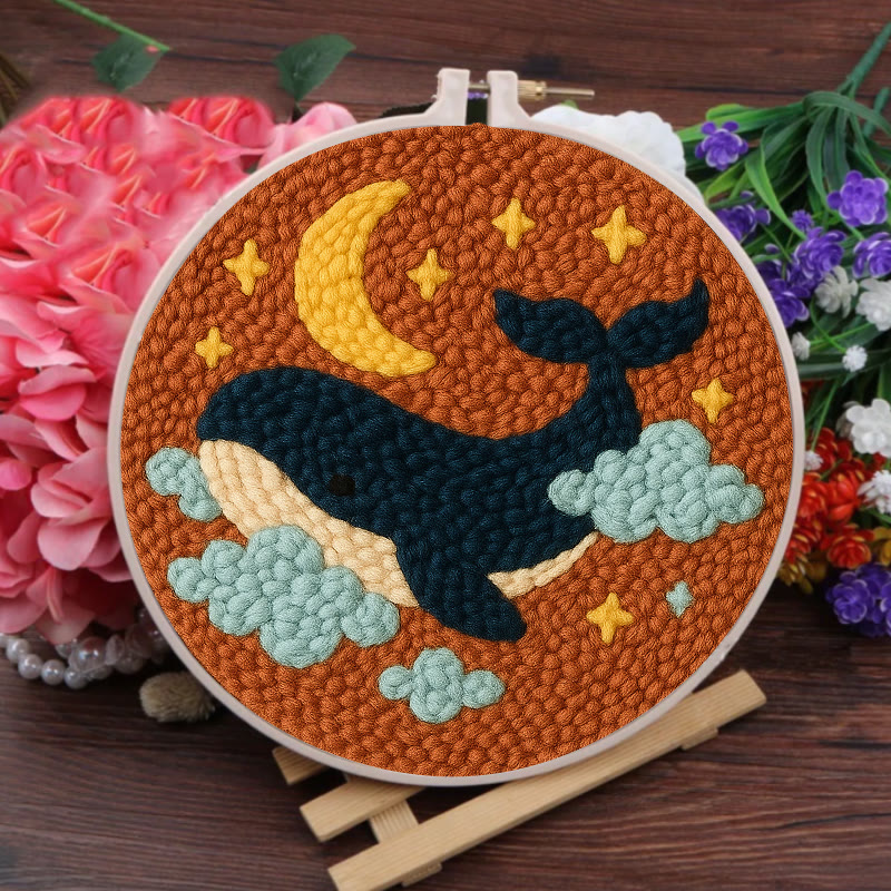 Moon And Whale Punch Needle Kit - Adorable Animal Craft | Diy Gifts For Friends - image 6
