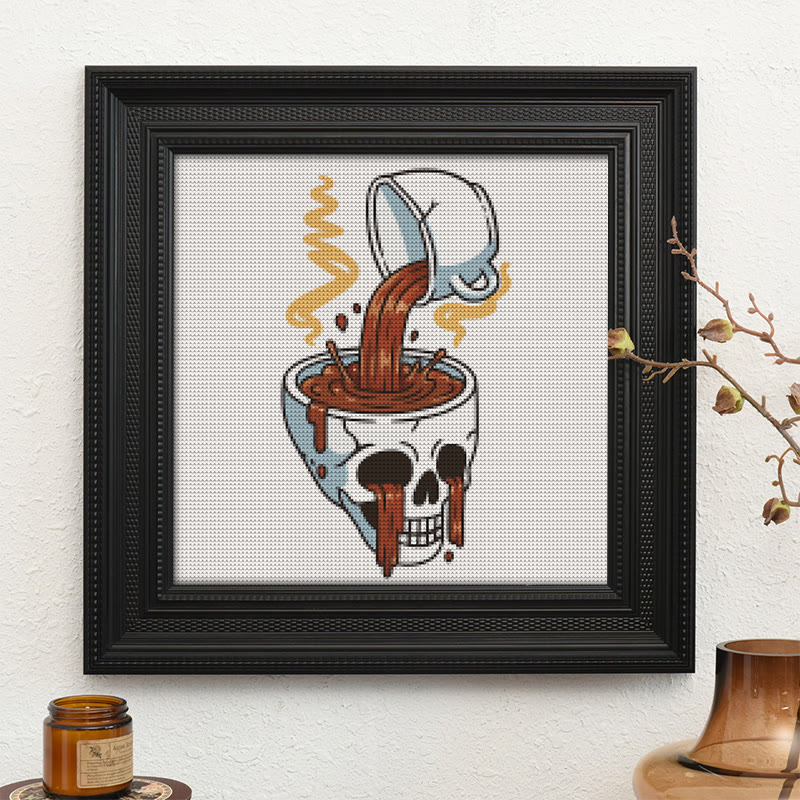  Cross Stitch Kit - Coffee Skull | Spooky Halloween Craft | Easy Stitch Artwork - image 10