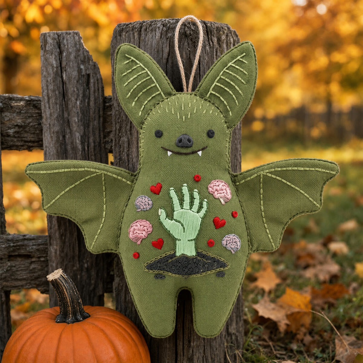 Rubbyoo Bat Embroidery Kit - Spooky Zombie Hand | Halloween Gothic Horror Decor | Dark Academia Diy Craft - image 5