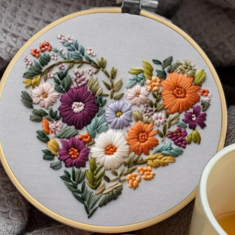 Rubbyoo Embroidery Kit - Charming Floral Heart | Beginner Handmade Craft | Diy Valentine Gift - image 4