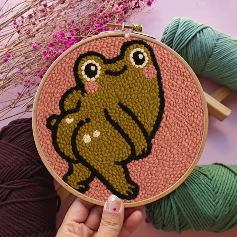  Cheeky Forg Punch Needle Kit - Cute Animal Decor | Handmade Art Craft  - image 4