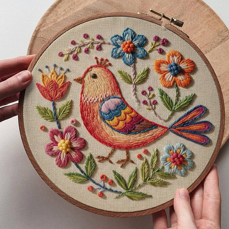 Rubbyoo Embroidery Kit - Bird And Flower | Diy Handmade Needlepoint  | Perfect For Beginners - image 9