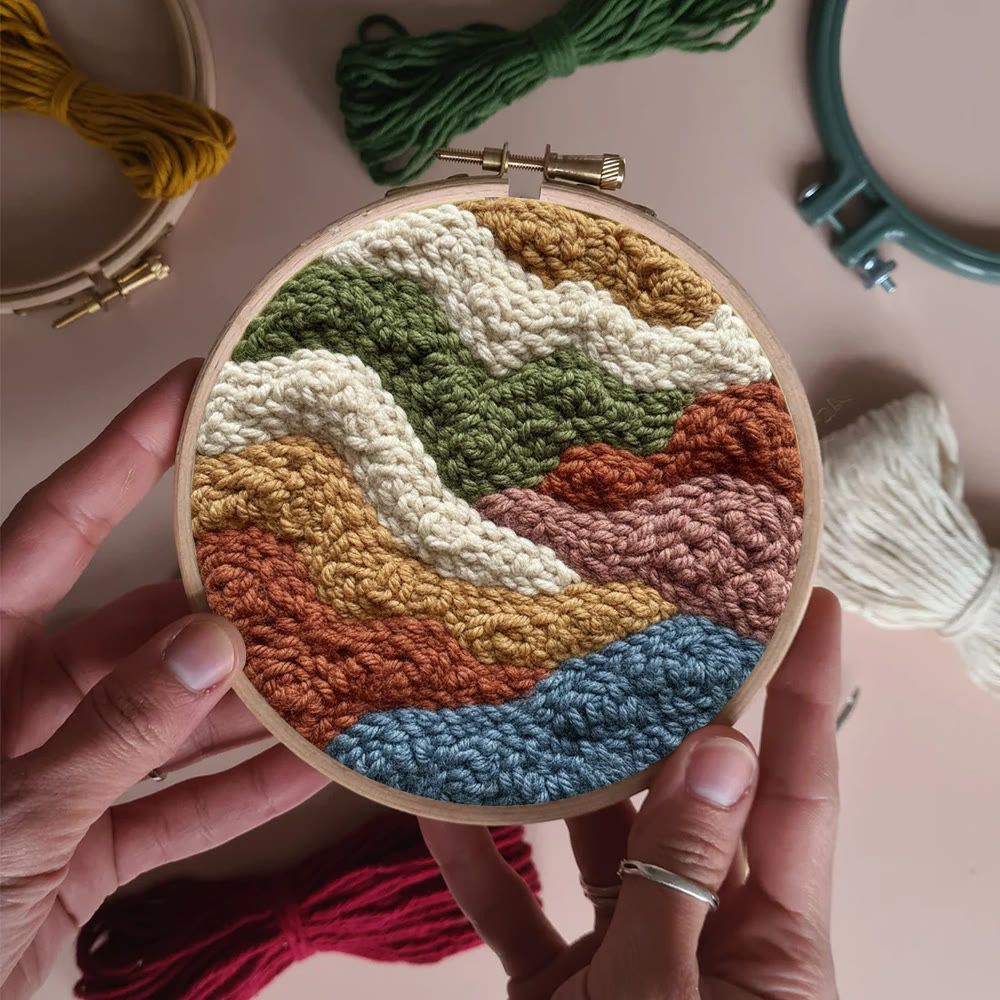 Soft-toned Wave Texture Punch Needle Kit – Stylish Artistic Wall Ornament | Effortless Simple Diy Handcraft - image 10