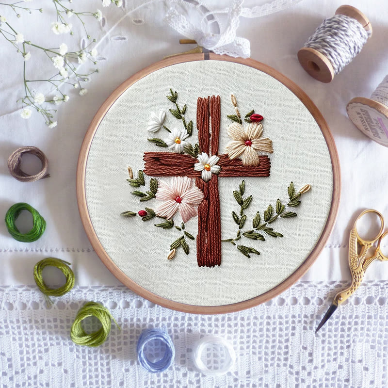 Rubbyoo Embroidery Kit- Floral Cross 2 - image 6