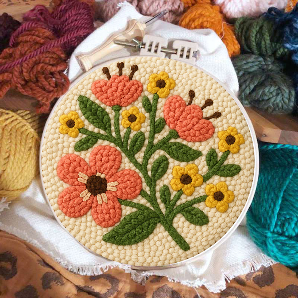 Peach-toned Floral Cluster Punch Needle Kit – Soothing Decor Addition | Unfussy Handcraft Work - image 3