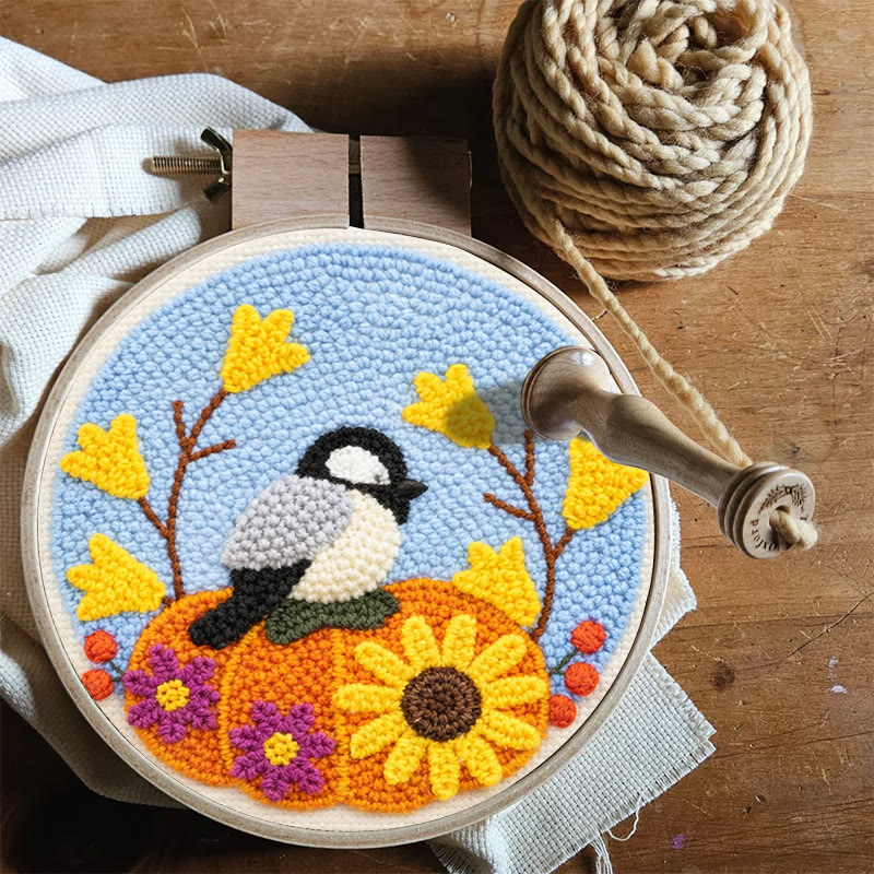 Autumn Pumpkin Bird Punch Needle Kit – Novice-friendly Diy | Seasonal Decor Accent - image 11