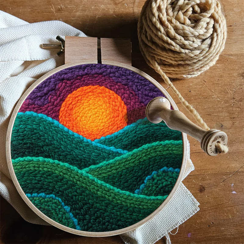 Purple Hued Sunset Mountain Range Punch Needle Kit – Handmade Decor Pendant | Newbie Friendly Diy Craft - image 8