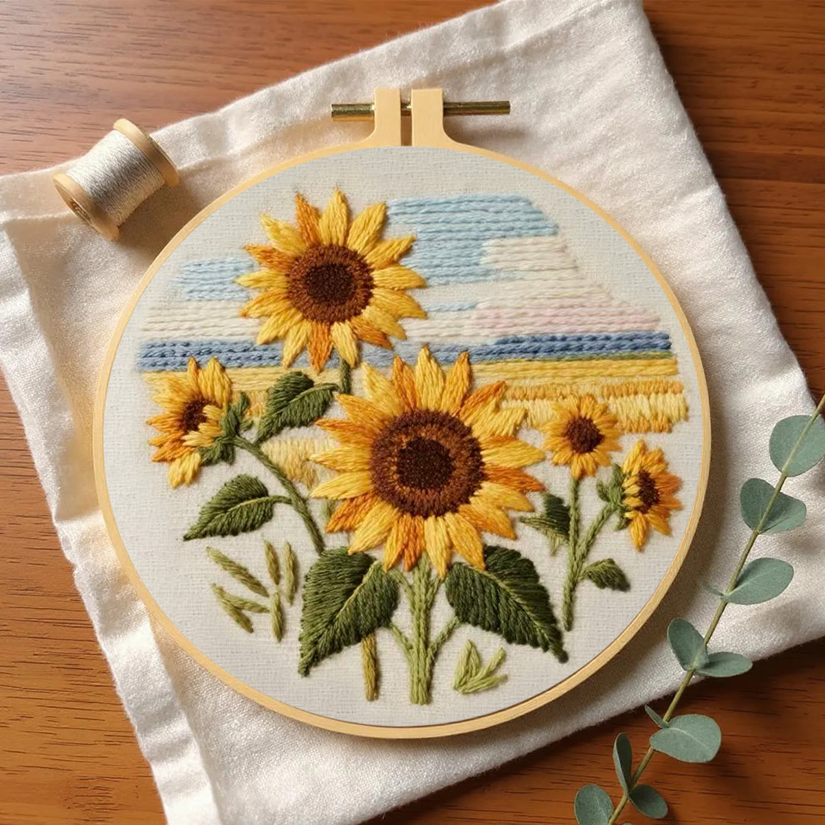 Rubbyoo Embroidery Kit - Seaside Sunflowers | Unique Desk Ornament | Perfect Birthday Gifts - image 5