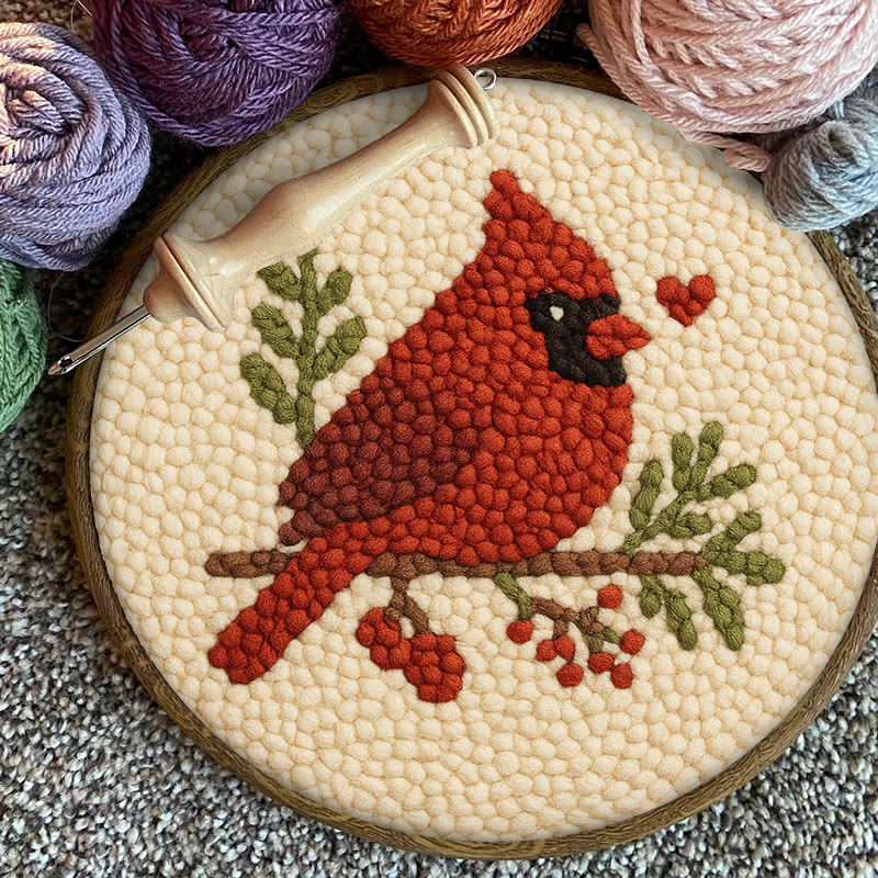  Red Bird Punch Needle Kit - Easy For Beginner | Perfect Christmas Gift Idea - image 11