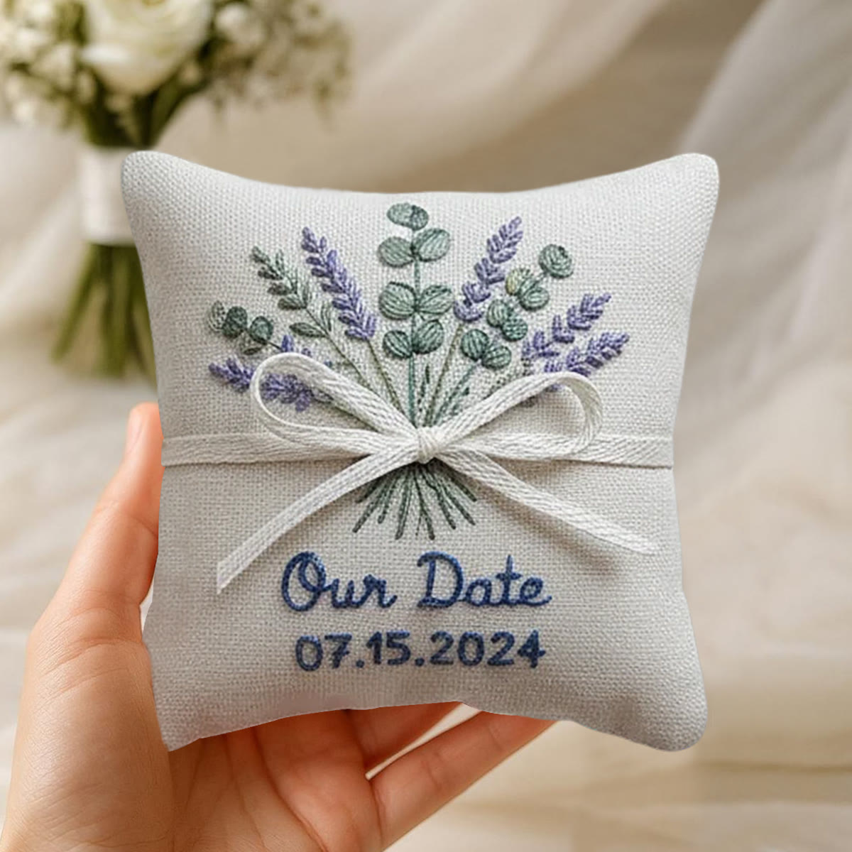 Rubbyoo Personalized Ring Bearer Pillow Embroidery Kit - Lavender Eucalyptus Bouquet | Newbie-friendly Diy Craft | Gift For Her - image 5