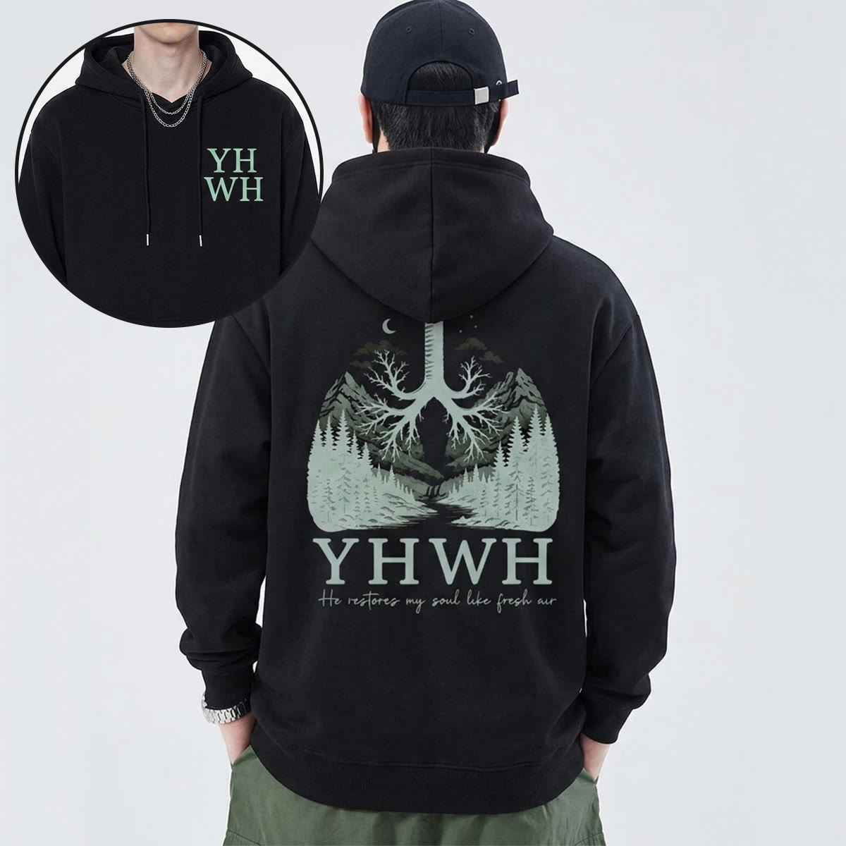Rubbyoo He Restores My Soul Like Fresh Air YHWH Unisex Hoodie - image 4