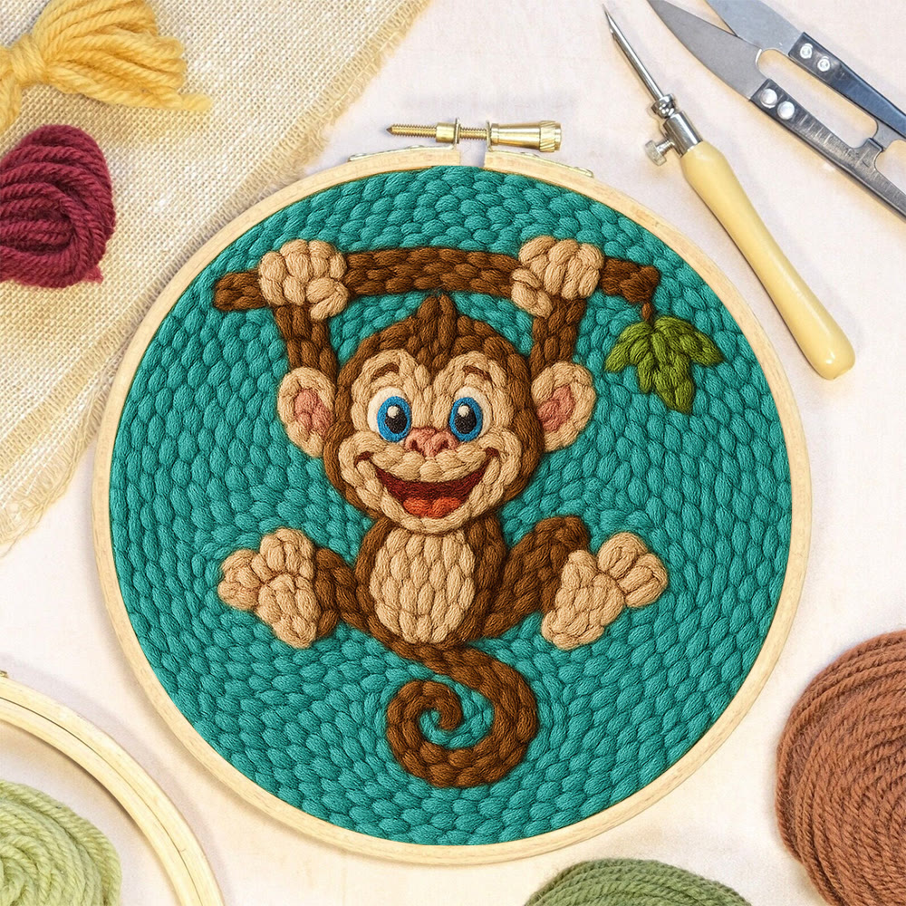 Naughty Monkey Punch Needle Kit - Diy Punch Needle Coaster | Unique Animal Needle Craft | Perfect For Home Decor - image 4