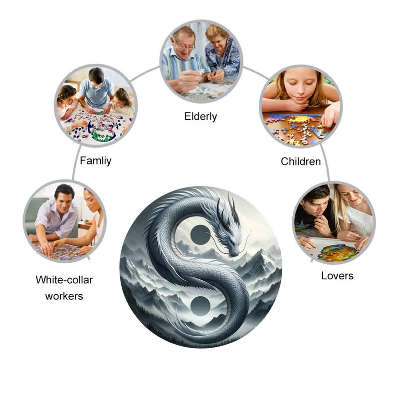 Rubbyoo Wind and Mountain Serpent Yin and Yang -1 Wooden Jigsaw Puzzle