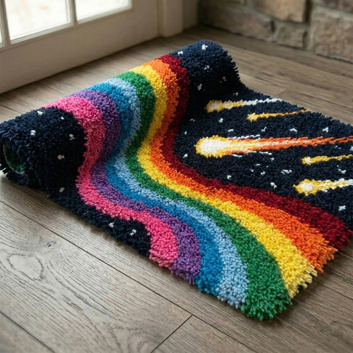 Rubbyoo Latch Hook Rug Kit - Shooting Stars | Unique Handmade Craft | Nursery Floor Mat - image 9