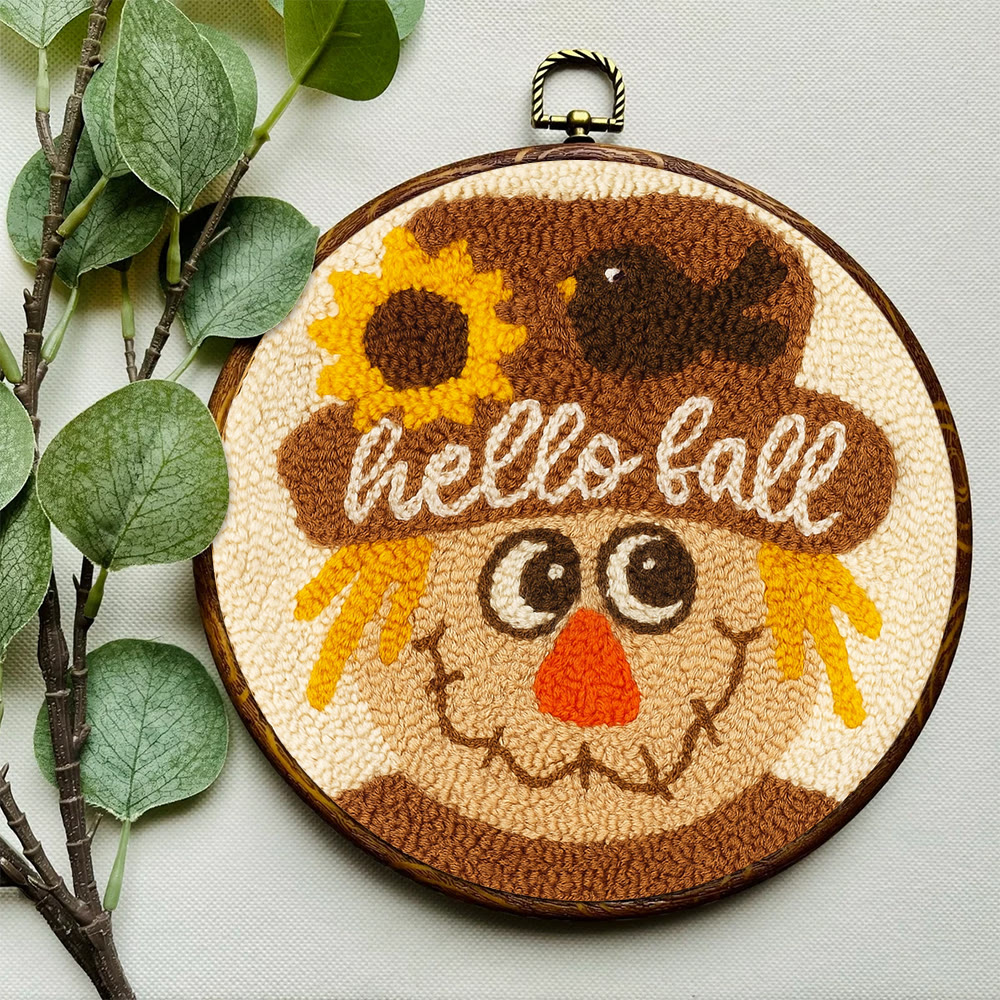 Fall Scarecrow Punch Needle Kit - Autumn Home Ornament | Diy Hanging Art - image 9