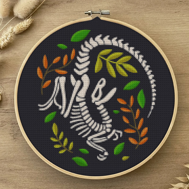 Cross Stitch Kit - Dinosaur Skeleton | Unique Wall Decor | Diy Craft For Handmade Lover - image 9
