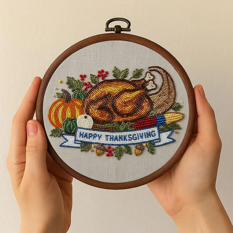 Rubbyoo Bead Embroidery Kit - Thanksgiving Turkey |  Diy Needle Artwork | Unique Autumn Craft  - image 11