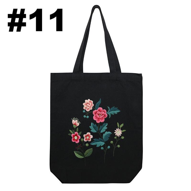 Embroidery Black Canvas Tote Bag Kits | Fashion Bags For Birthday Gifts | Handmake Unique Craft - #11 - image 12