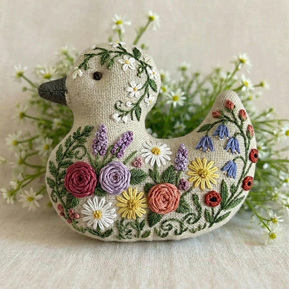 Rubbyoo Duck Embroidery Kit - Blooming Daisy & Rose | Unique Mother Gift Idea | Creative Handmade Art - image 3