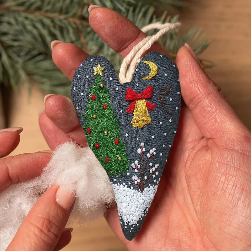 Rubbyoo Heart Embroidery Kit - Christmas Night | Diy Holiday Needlepoint | Christmas Home Ornament - image 7