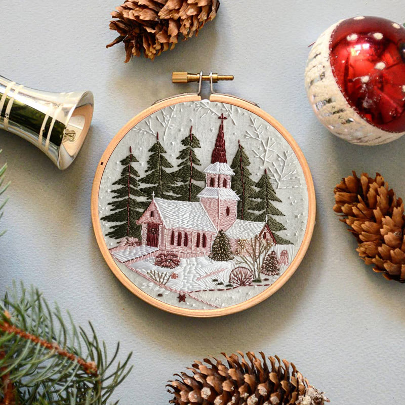 Rubbyoo Embroidery Kit-  Winter Church - image 4