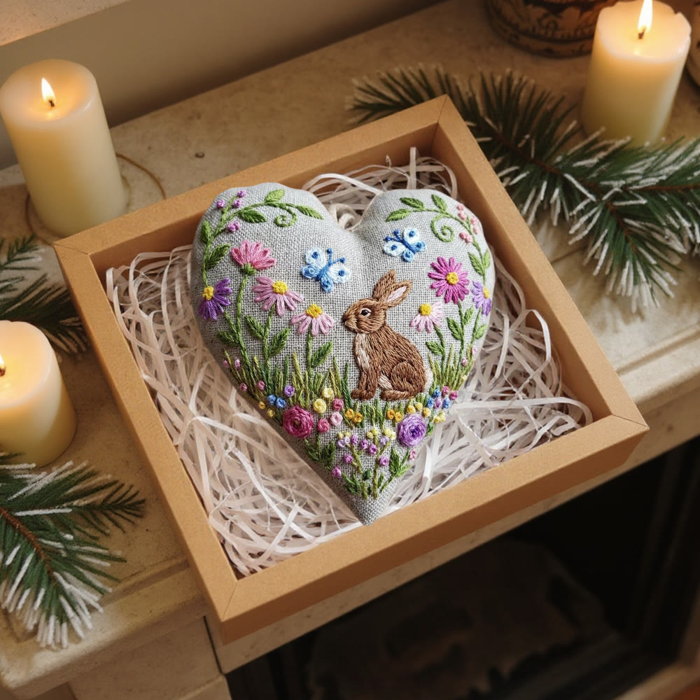 Rubbyoo Heart Embroidery Kit - Rabbit With Flowers | Diy Home Ornament | Unique Handmade Art - image 10