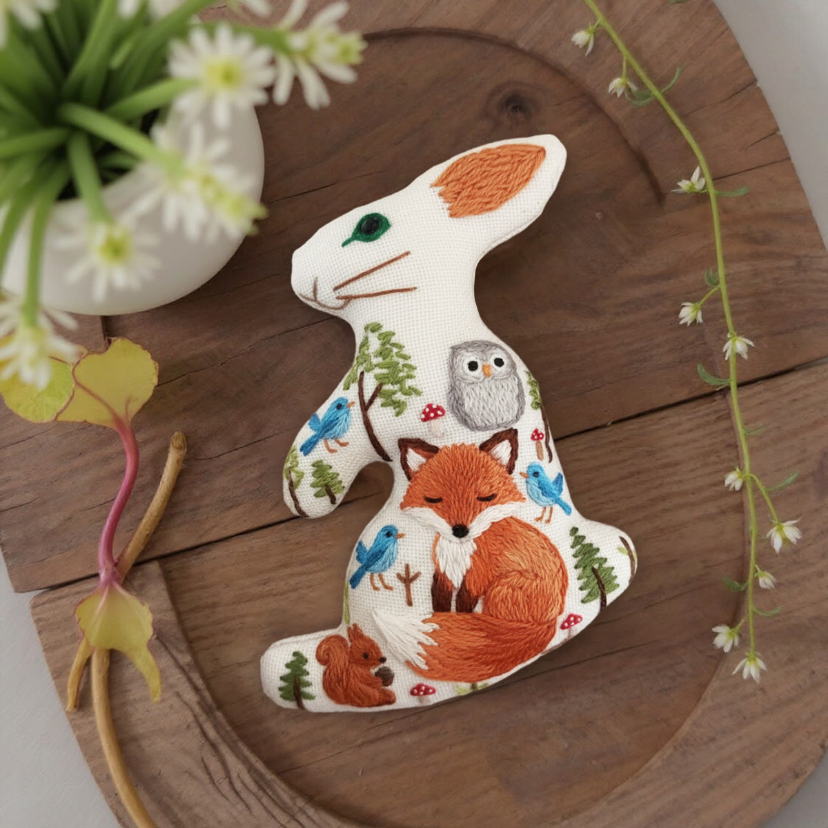 Rubbyoo Rabbit Embroidery Kit - Fox And Owl | Adorable Animal Art | Diy Bag Accessories - image 7