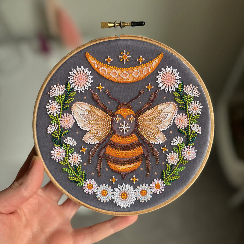 Rubbyoo Bead Embroidery Kit - Floral Bee | Diy Handicraft Collection | Exquisite Needle Art - image 6