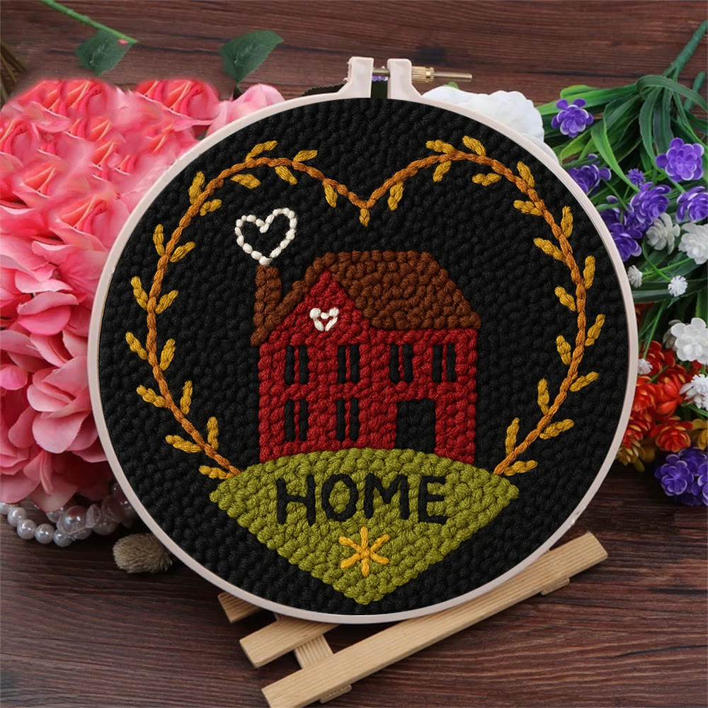 Home-themed House And Wreath Punch Needle Kit – Hassle-free Diy Project | Delightful Handcraft Creation - image 6