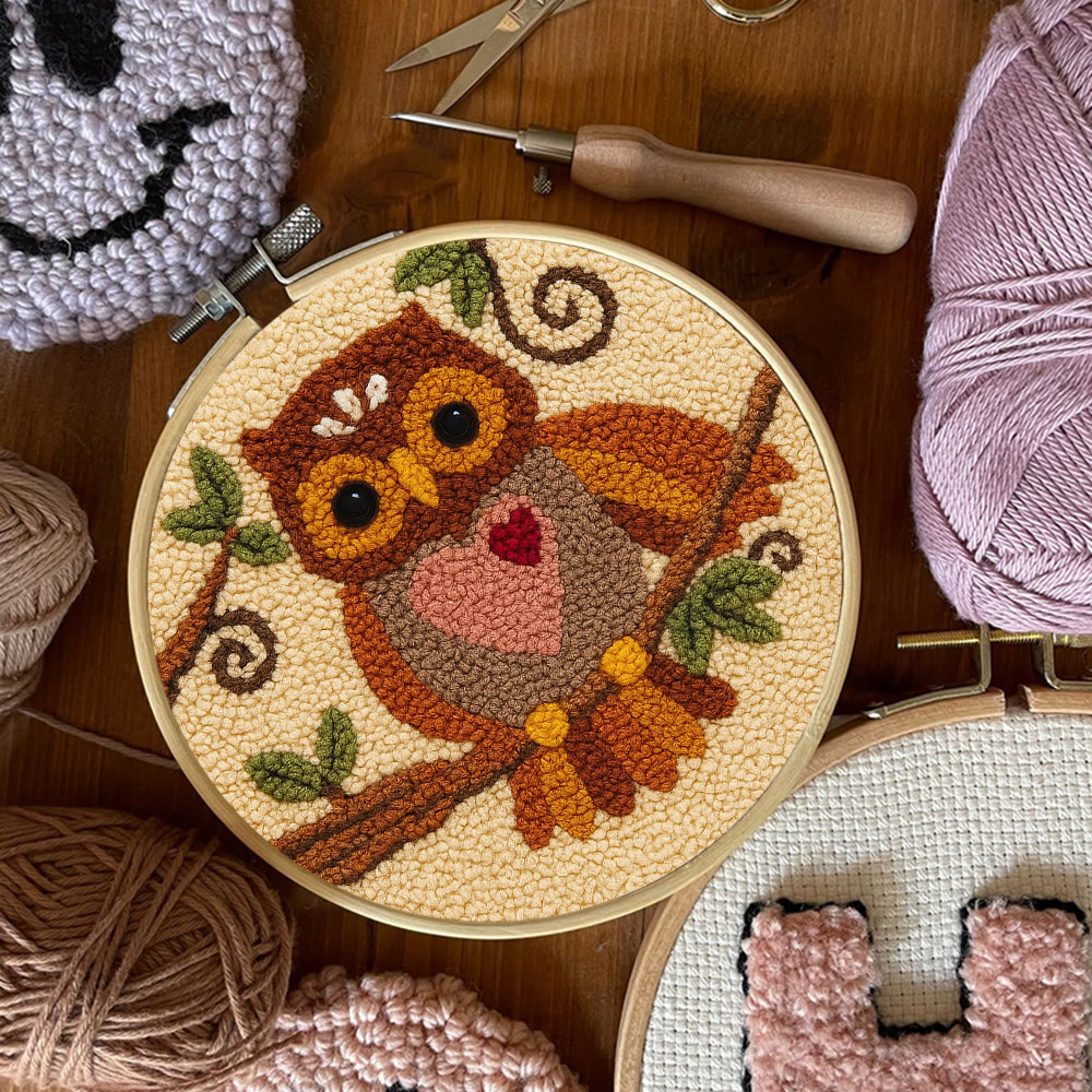 Heart Owl Punch Needle Kit - Diy Beginner | Whimsical Home Handmade - image 8