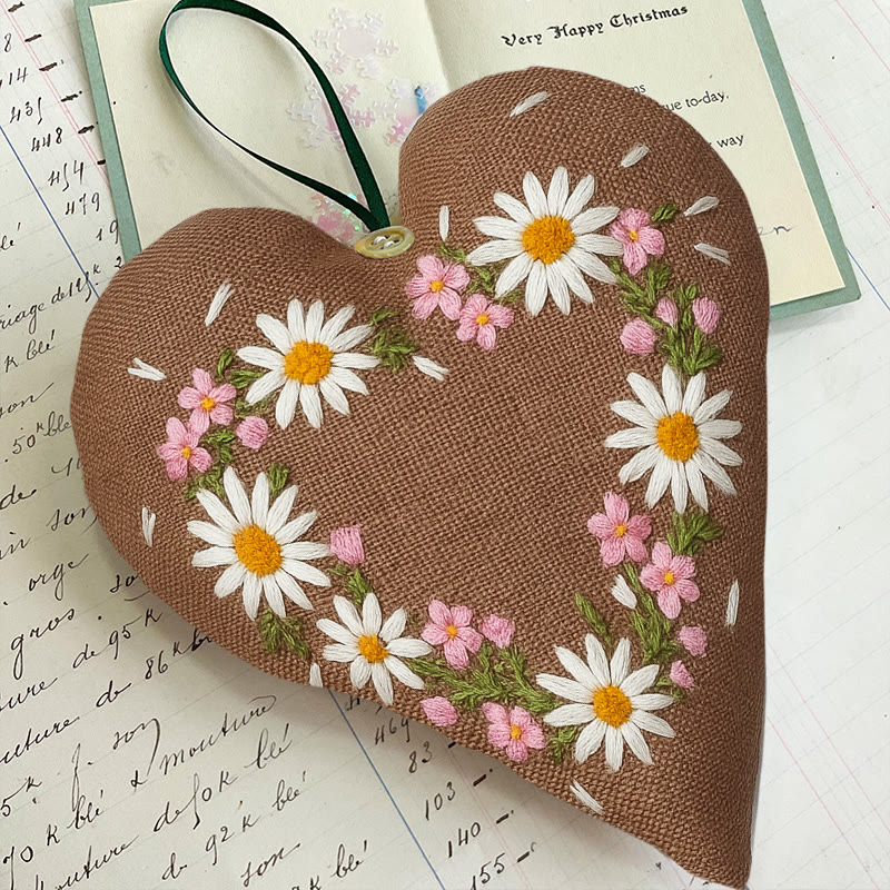 Rubbyoo Heart Embroidery Kit - Little Daisy | Floral Hanging Craft | Diy Fashion Accessories - image 6