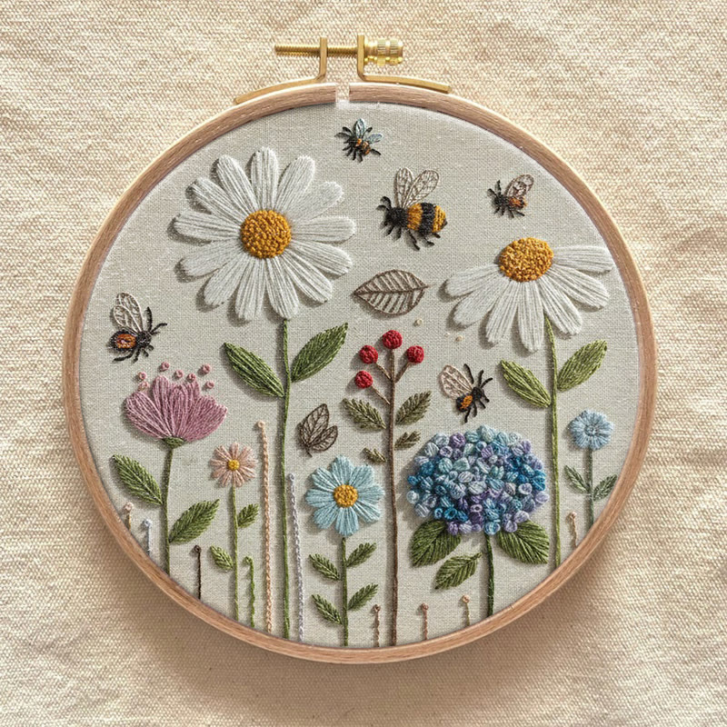 Rubbyoo Embroidery Kit - Spring Daisy | Easy Stitch Pattern | Ideal For Decoration - image 5