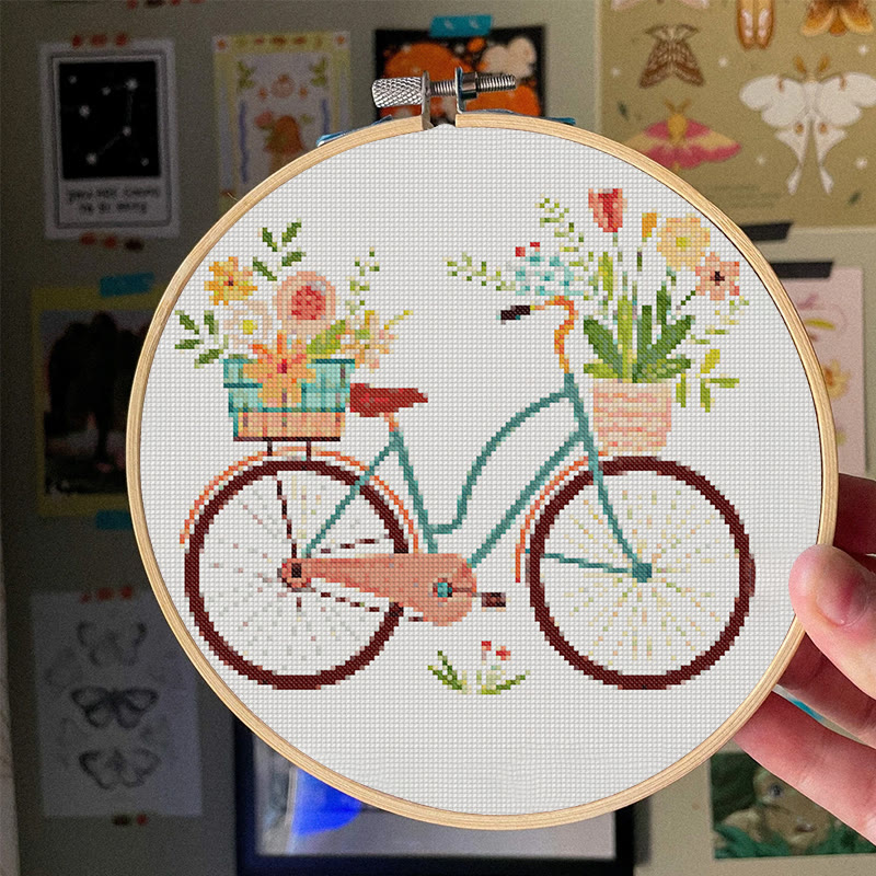  Cross Stitch Kit - Botanical Bicycle | Diy Stitch Handicraft | Nice Birthday Gifts For Friends - image 5