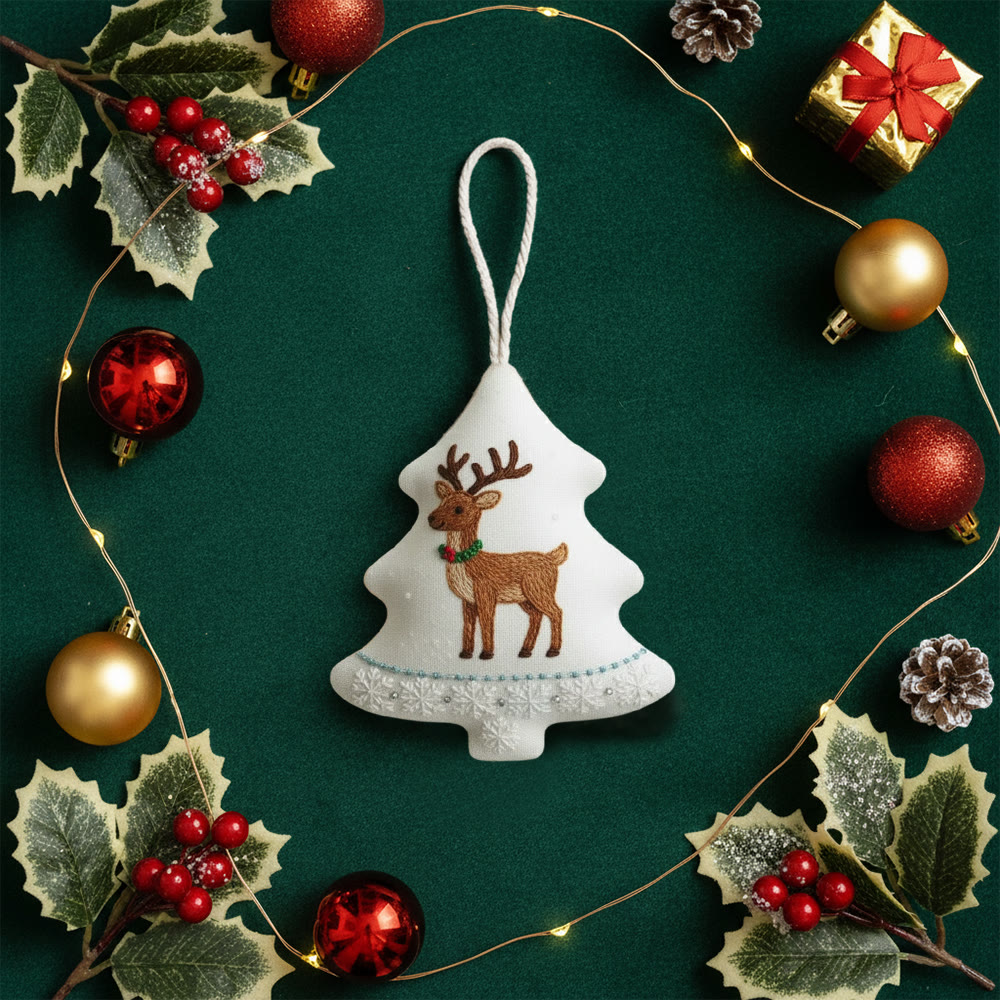 Rubbyoo Tree-shaped Embroidery Kit - Cute Elk | Handmade Animal Craft | Nice Birthday Gift - image 9