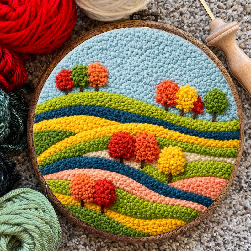 Autumn Field Punch Needle Kit - Joyful Craft Activity | Vibrant Home Statement - image 9
