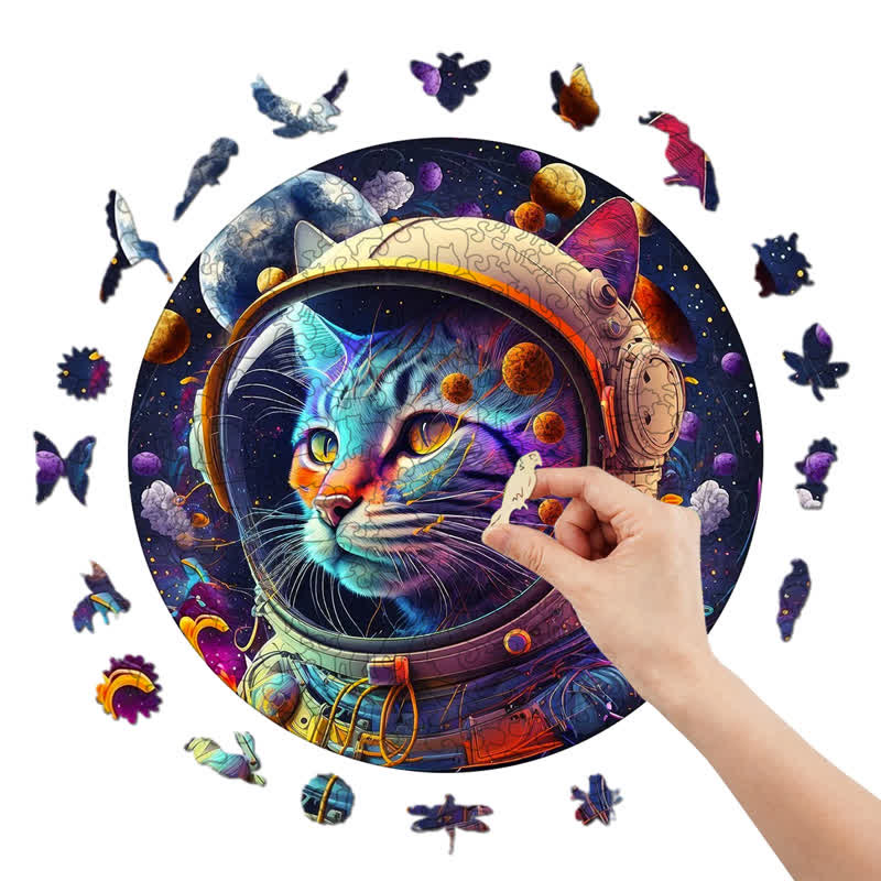 Rubbyoo Space Cat Cute Kittens - Wooden Jigsaw Puzzle