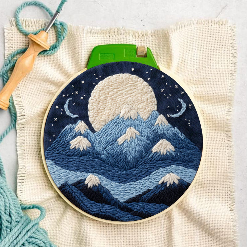 Moonlit Mountain Range Punch Needle Kit – Novice-friendly Diy | Elegant Wall Decor - image 6